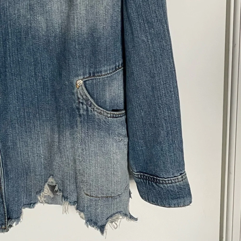 Free People moonchild raw hem western denim jean Jacket 35932